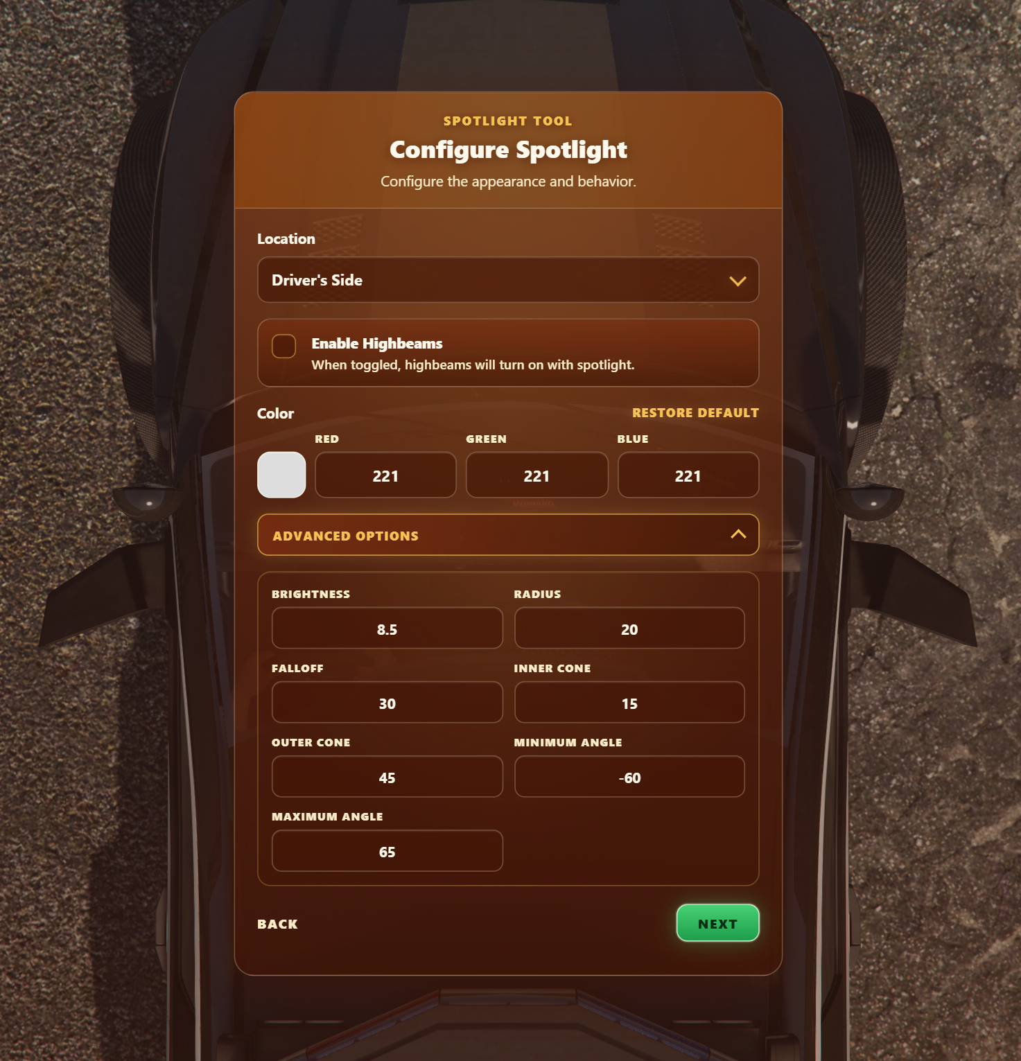 Tool Config Options