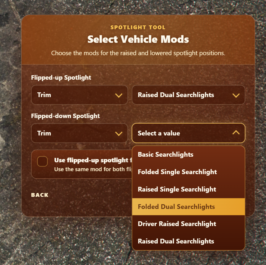 Tool Modkit Options